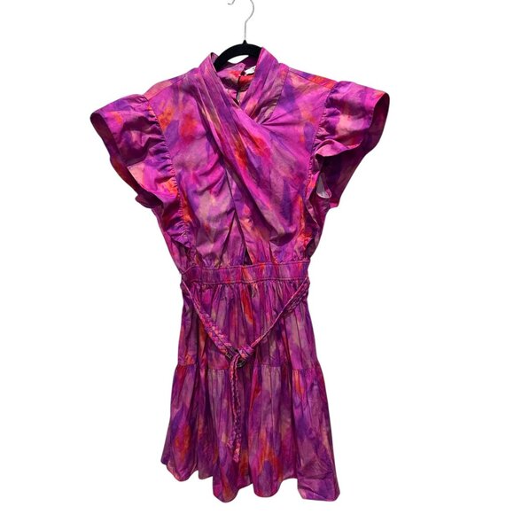 DEREK LAM IO CROSBY Fuchsia Finn Ruffle Wrap Dress 8 - Picture 3 of 8